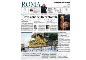 Portada del periódico italiano en la que aparece la Virgen de la Esperanza en Roma.